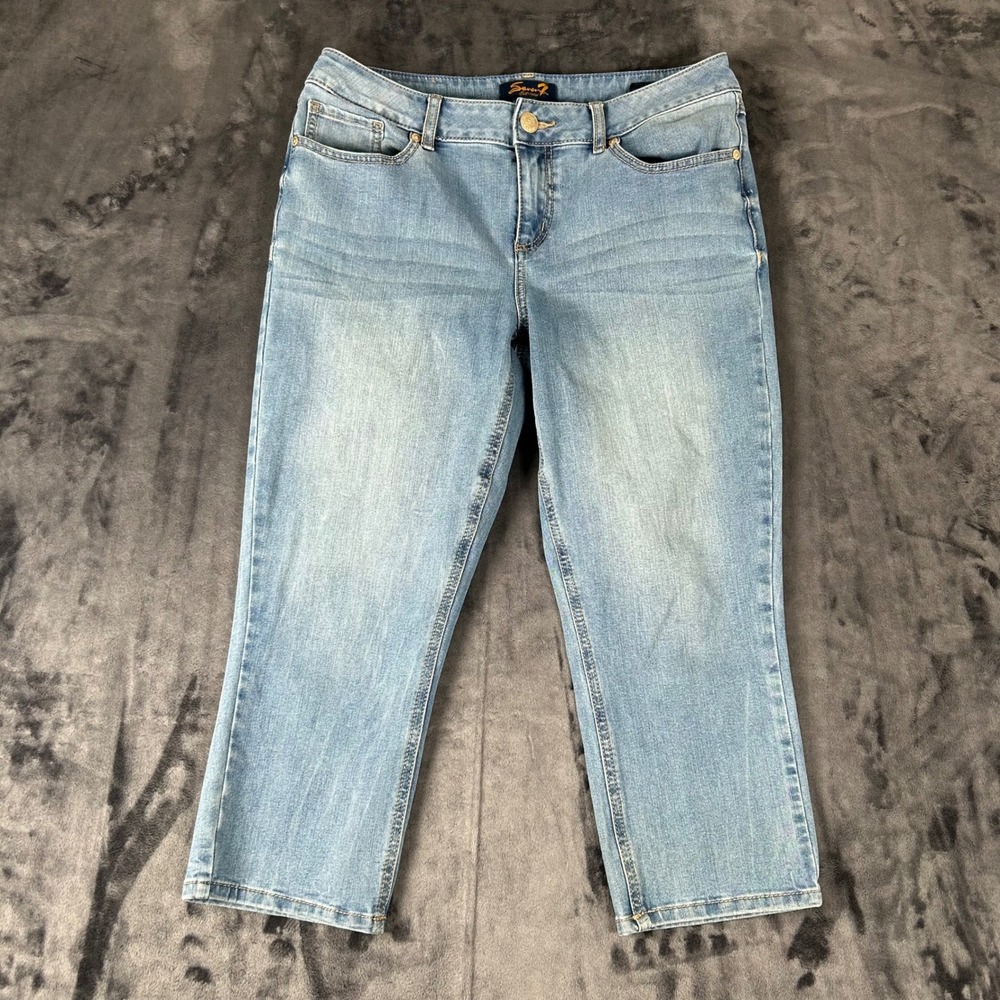 Seven7 Skinny Jeans Womens 12 Blue Light Wash Cropped Denim 4549
